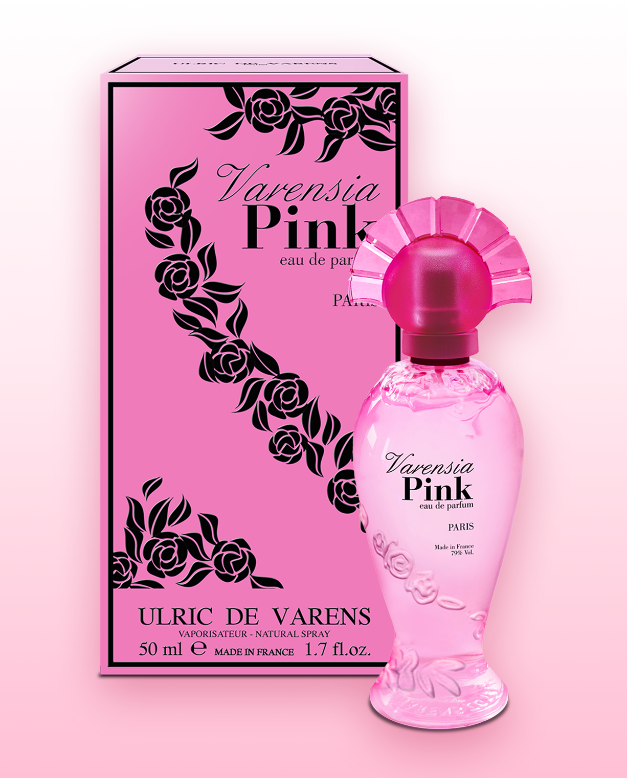 Ulric De Varens Varensia Pink For Women - Fruity and Fresh - Notes of Blackcurrant, Orange Blossom and Vanilla - Feminine and Delicious - 1.7 Fl Oz