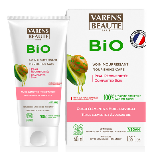 Varens Beaute Nourishing Care- 100% Vegan - Cruelty Free - For Dry to Very Dry Skin - Enriched With Avocado Oil and Trace Elements - Intense and Immediate Comforting Effects - Dry To Very Dry Skin - 1.35 Fl Oz