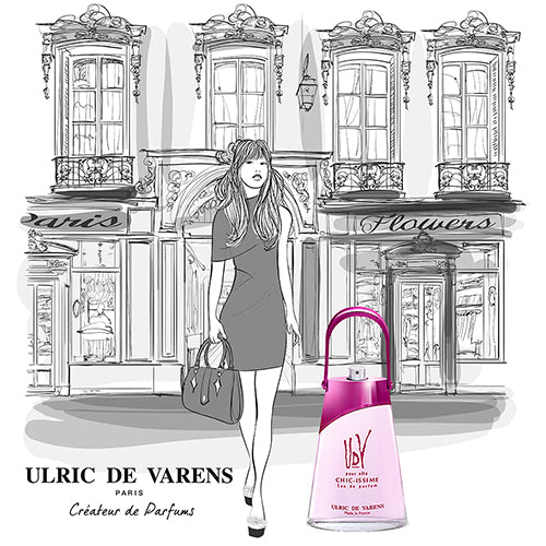 Ulric De Varens Chic-issime Eau De Parfum for Women- White Floral, Sweet, Feminine Scent - Notes of Tulip Tree, Maritime Lily, & Tea Rose- Fresh & Charming- 2.5 Fl Oz