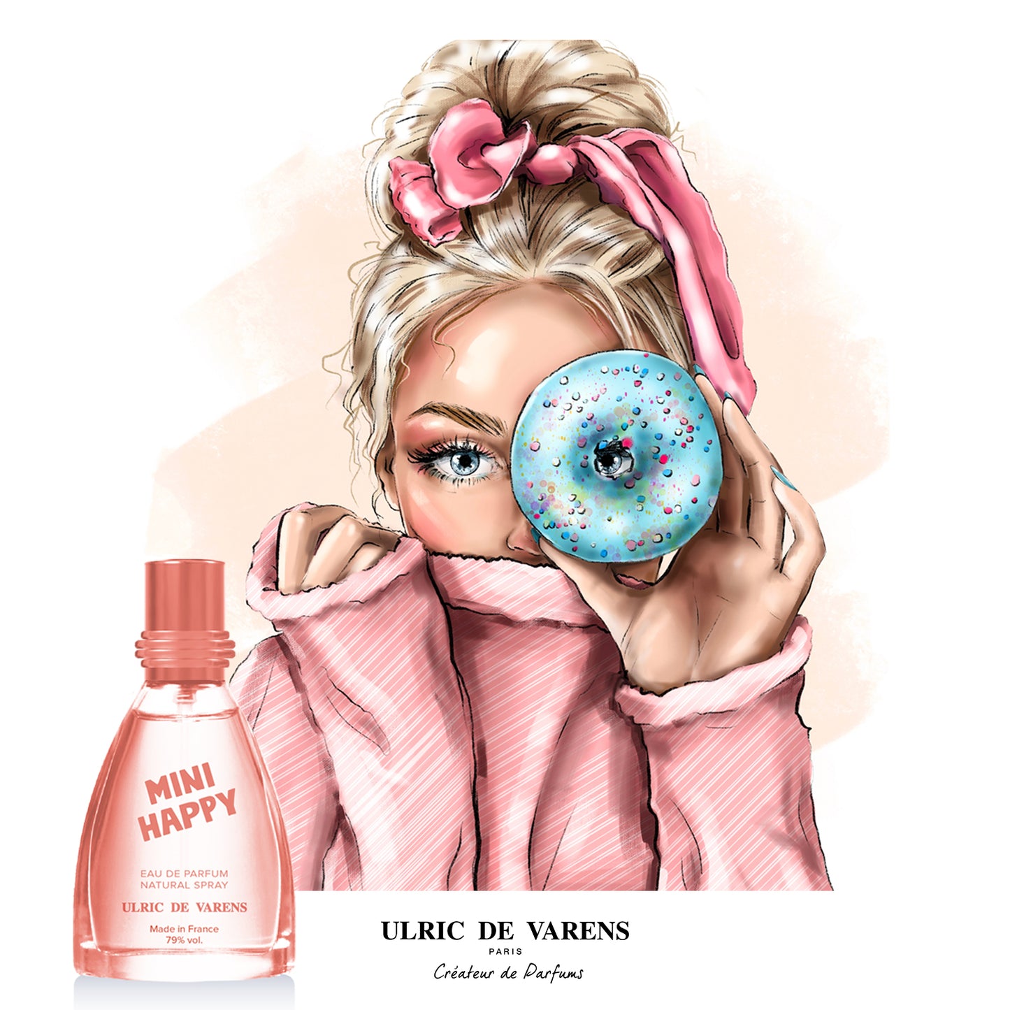Varens Sweet MINI HAPPY - Eau De Parfum for Women - Fruity, Bubbly, Cheerful Aroma - Raspberry, Peach, & Hazelnut- Travel Size - .9 Fl Oz