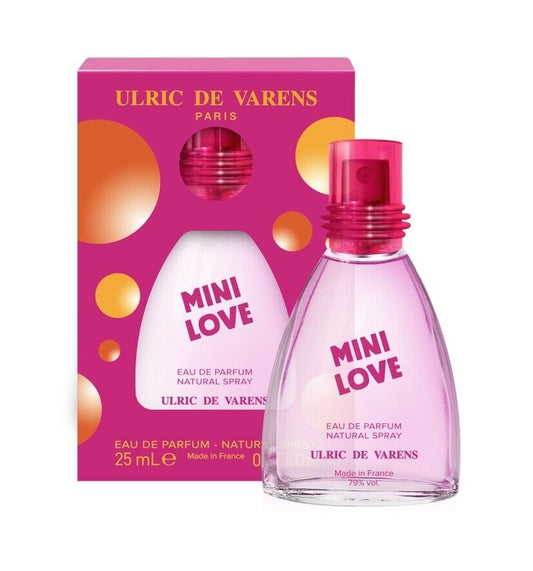 Ulric De Varens Mini Love Eau de Parfum 25 ml- Fruity, Vibrant, and Floral - Notes of Blueberries, Cherry Blossoms, & Raspberry Leaves - Travel Size - .9 Fl Oz