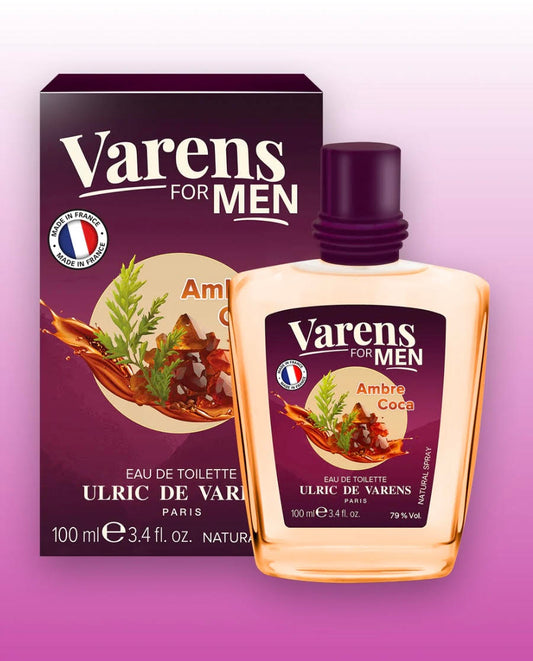 Varens For Men AMBRE COCA Eau De Toilette for MEN - Gourmand, Energetic, Vibrant - Notes of Lime, Rum, Cinnamon, Benzoin & Amber - Magnetic To Those Around - 3.4 FL OZ by Ulric De Varens