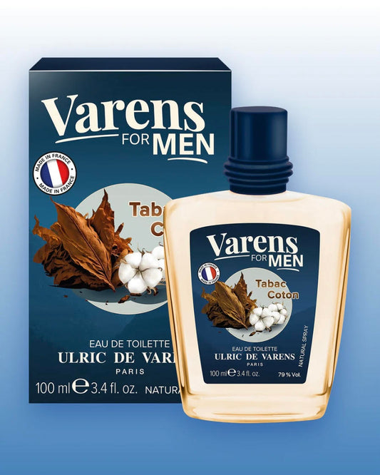 Varens For Men TABAC COTON Eau De Toilette for MEN - Gourmand, Captivating, Modern - Notes of Bergamot, Rum, Tobacco, Cedar & Dates - Confident & Manly - 3.4 FL OZ by Ulric De Varens