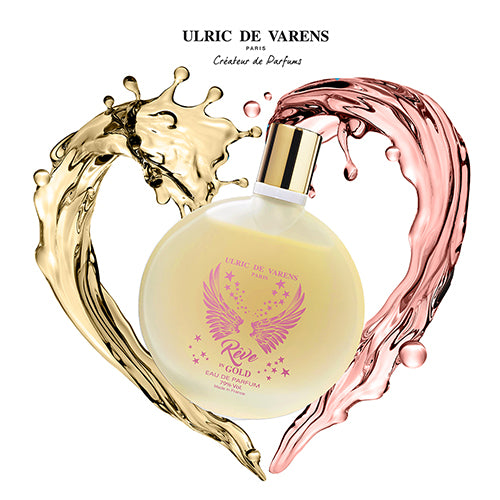 Ulric De Varens Reve in Gold Eau De Parfum for Women- Bright, Sparkly Scent - Notes of White Woods, Rose Petals, & Water Jasmine- Feminine, Delicate & Stunning - 3.4 Fl Oz
